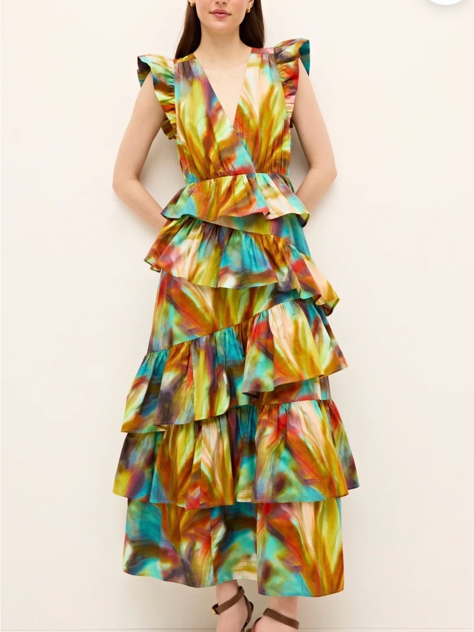 Marie Oliver Marisol Multi-Color Tiered Ruffle Maxi Dress